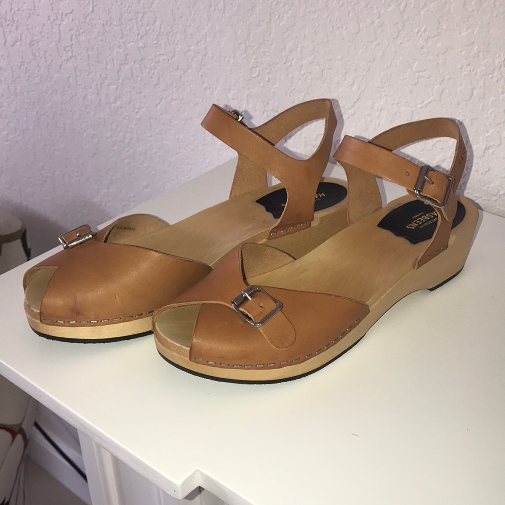 Swedish Hasbeens Pia Debutant 41 Tan Clog